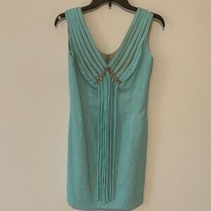 Vintage Sandi Monica pencil dress cocktail baby blue 12( see measurements) 50s